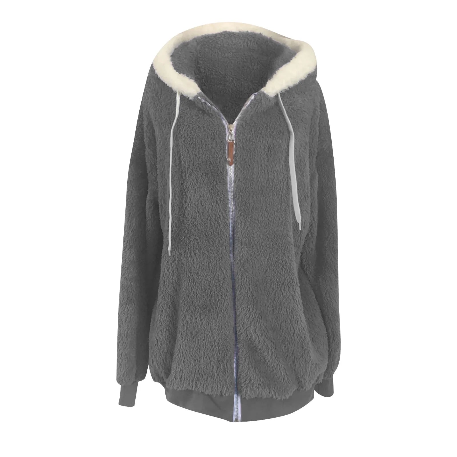 Women’s Winter Faux Fur Hooded Coat – Warm Thick Plush Jacket