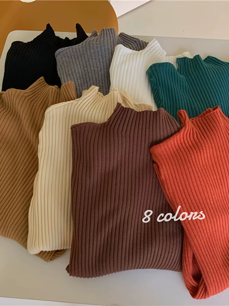 Women's Turtleneck Knit Sweater – Cozy Autumn & Winter Long Sleeve Pullover