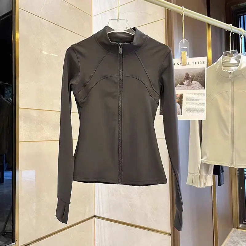 Women’s Performance Zip-Up Fitness Jacket – Quick-Dry Long Sleeve Gym & Training Top