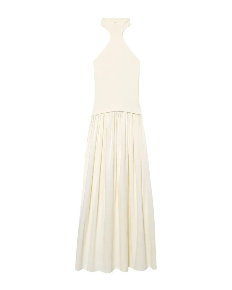 Elegant White Halter Maxi Dress – Summer Chic