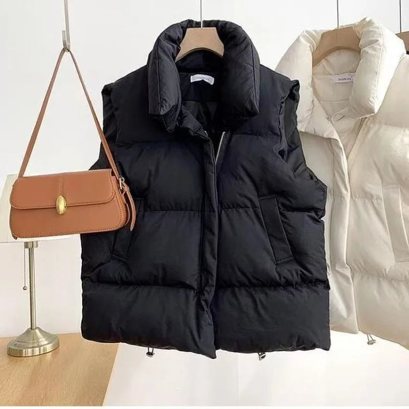 Women's Puffer Vest – Warm Quilted Winter Waistcoat with Stand Collar
