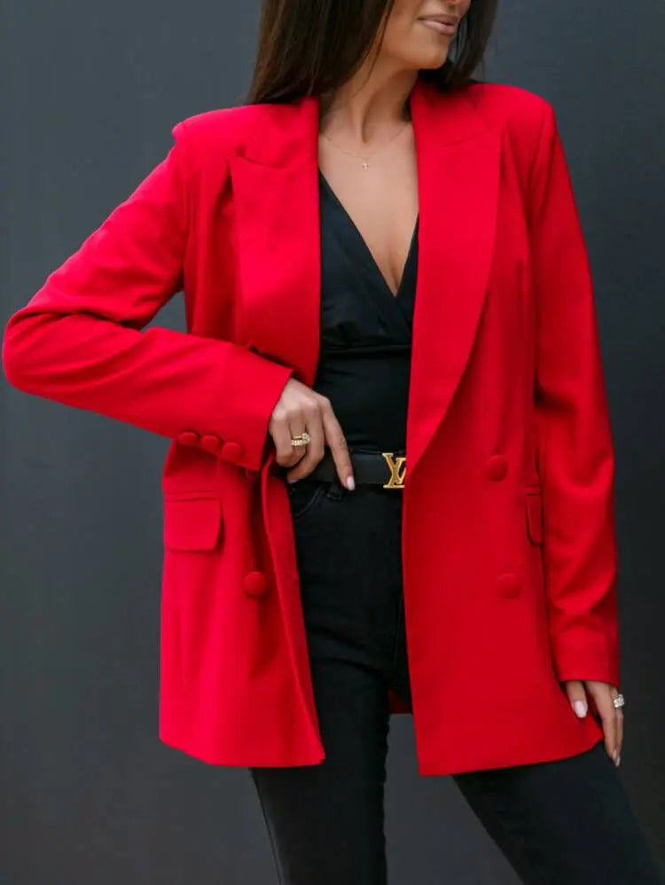 Women’s Double-Breasted Blazer – Elegant Autumn & Winter Jacket