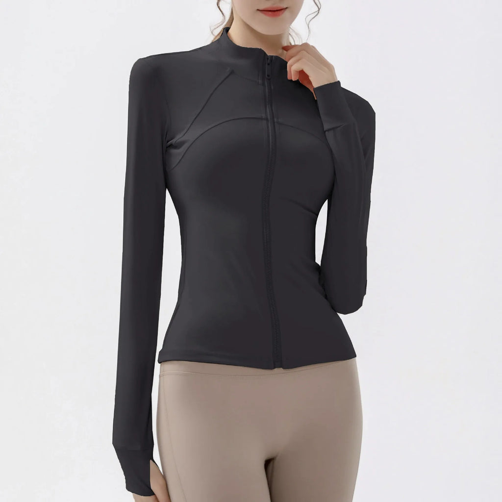 Women’s Performance Zip-Up Fitness Jacket – Quick-Dry Long Sleeve Gym & Training Top