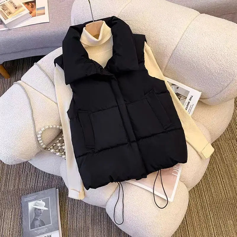 Women's Puffer Vest – Warm Quilted Winter Waistcoat with Stand Collar