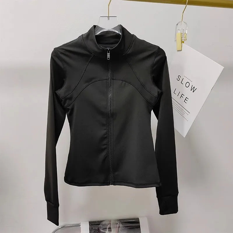 Women’s Performance Zip-Up Fitness Jacket – Quick-Dry Long Sleeve Gym & Training Top