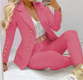 Women’s Elegant Two-Piece Suit – Long Sleeve Blazer and Pants Set, Modern Casual Outfit for Fall & Winter