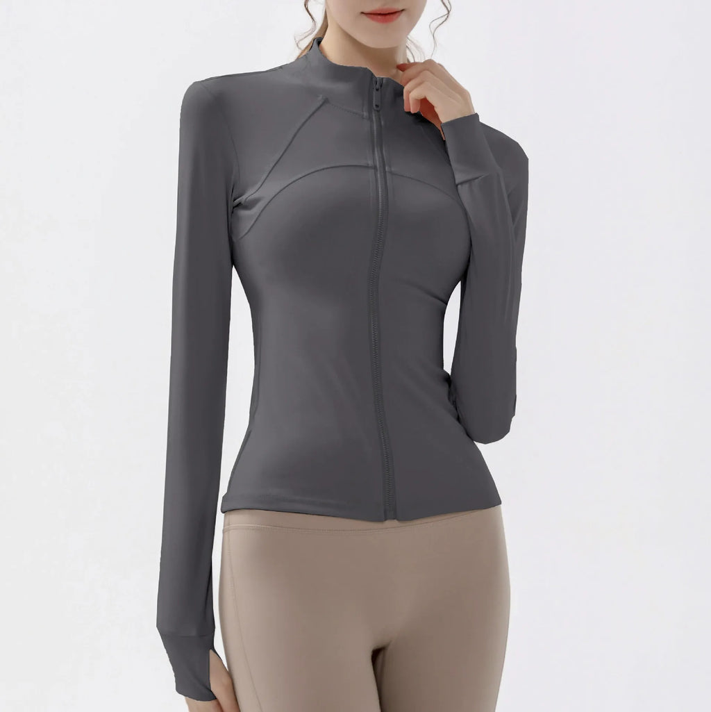 Women’s Performance Zip-Up Fitness Jacket – Quick-Dry Long Sleeve Gym & Training Top