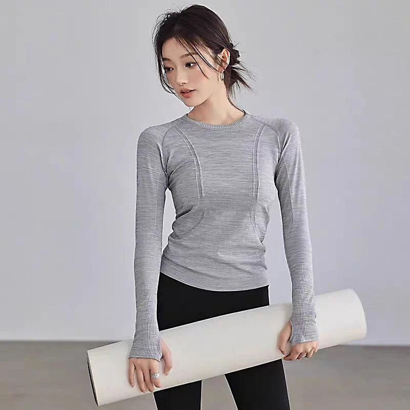 Seamless Sculpt Long Sleeve Fitness Top, Performance Slim Fit Activewear