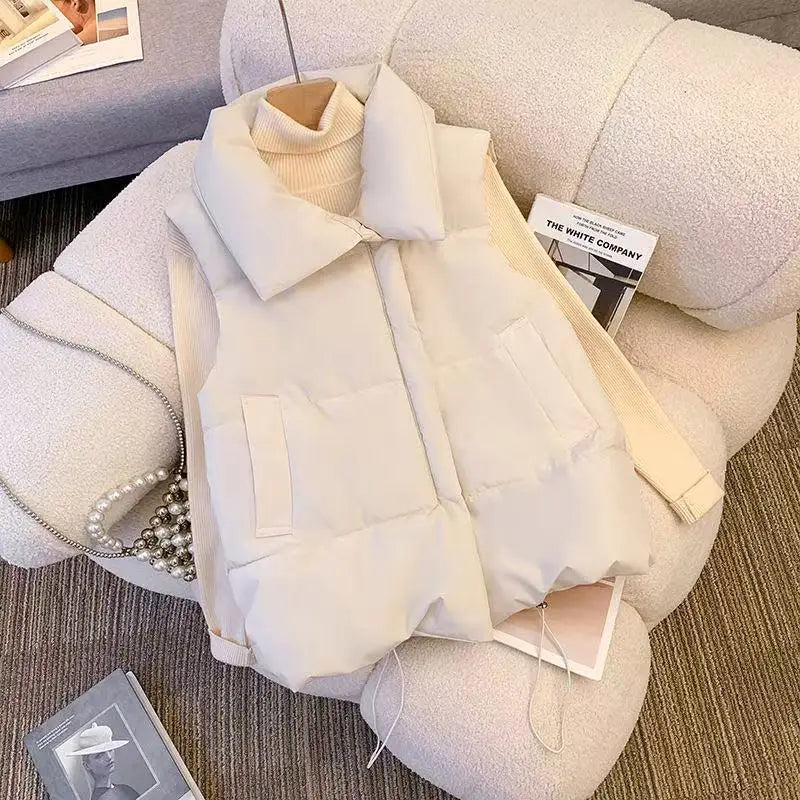Women's Puffer Vest – Warm Quilted Winter Waistcoat with Stand Collar