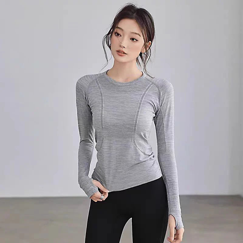 Seamless Sculpt Long Sleeve Fitness Top, Performance Slim Fit Activewear