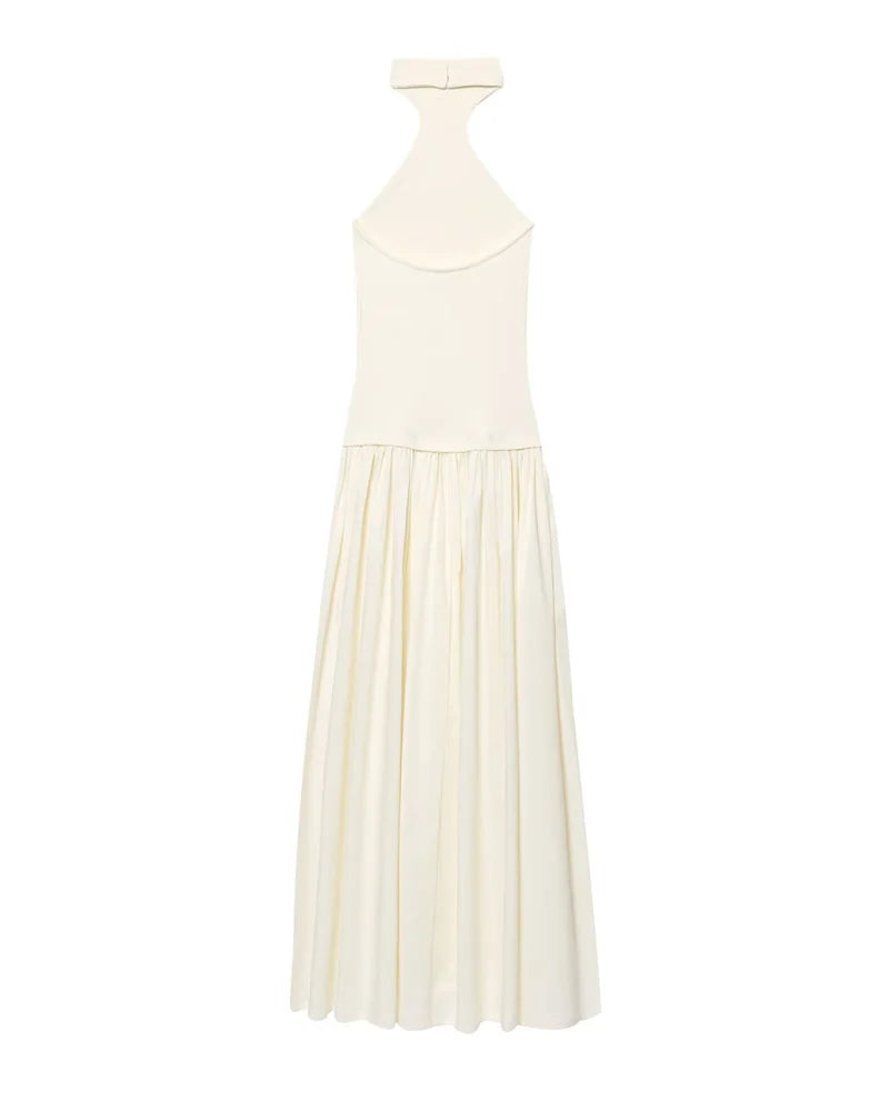 Elegant White Halter Maxi Dress – Summer Chic