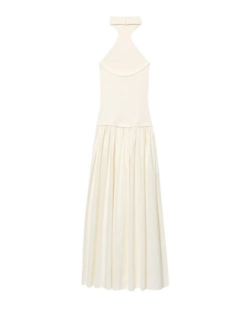 Elegant White Halter Maxi Dress – Summer Chic