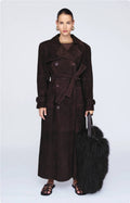 Women's Long Trench Coat with Belt – Elegant Double-Breasted Winter Outerwear