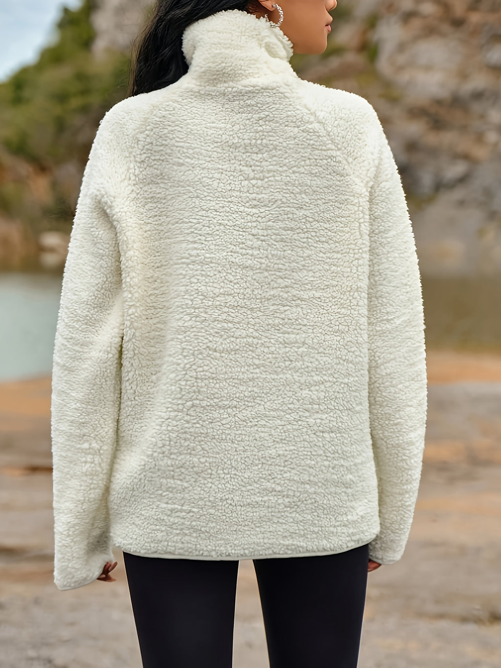 Women’s Plush High-Neck Winter Sweater – Soft Warm Long Sleeve Pullover for Fall & Winter