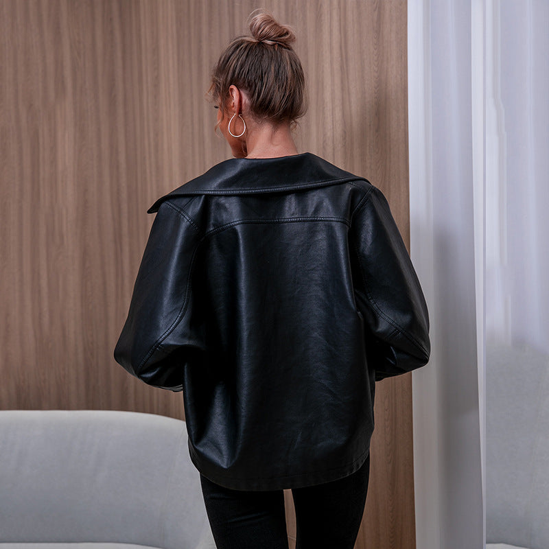 Women’s PU Leather Jacket – Elegant Autumn & Winter Outerwear with Modern Fit